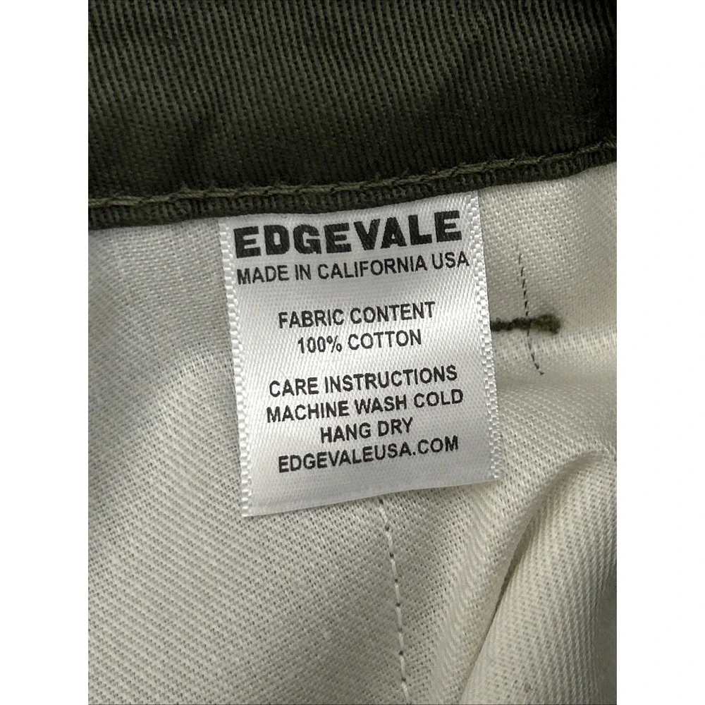 Edgevale Pants Mens 32x28 Green Canvas Chino USA Made Workwear Outdoor Utility